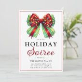 Modern Bow Christmas Lights Holiday Soiree Einladung (Stehend Vorderseite)