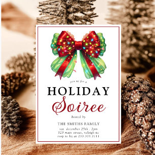 Modern Bow Christmas Lights Holiday Soiree Einladung