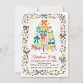 Modern Bow Christmas Tree Party Einladung (Vorderseite)