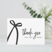 Modern bow Custom business Handlettering Dankeskarte (Stehend Vorderseite)