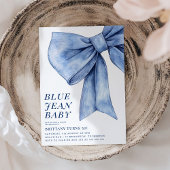 Modern Bow Denim Birthday Party Einladung