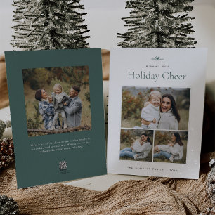 Modern Bow   Einfaches Minimal 3-Foto Feiertagskarte