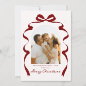 Modern Bow Foto Frohe Weihnachtsfeier Feiertagskarte (Vorderseite)