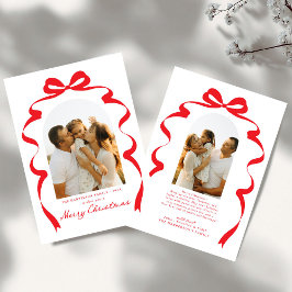 Modern Bow Foto Frohe Weihnachtsfeier Feiertagskarte