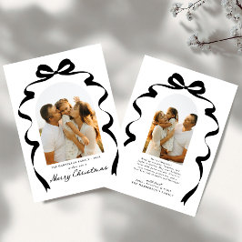 Modern Bow Foto Frohe Weihnachtsfeier Feiertagskarte