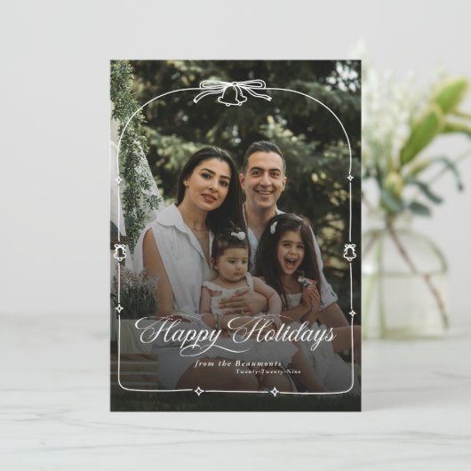 Modern Bow Frohe Weihnachten Foto (Stehend Vorderseite)