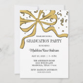 Modern Bow Gold Graduation Einladung (Vorderseite)