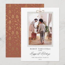 Modern Bow Knot Foto Glückliche Weihnachtsfeiertag Feiertagskarte