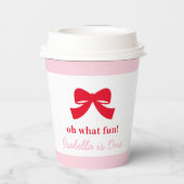 Modern Bow Oh What Fun Girl Birthday Pappbecher (Rückseite)