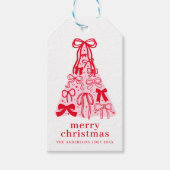 Modern Bow Pink Red Christmas Tree Geschenkanhänger (Vorderseite)