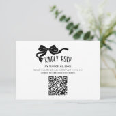 Modern Bow RSVP card with QR code (Stehend Vorderseite)