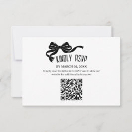 Modern Bow RSVP card with QR code  Karte