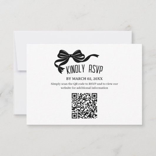 Modern Bow RSVP card with QR code  Karte (Vorderseite)