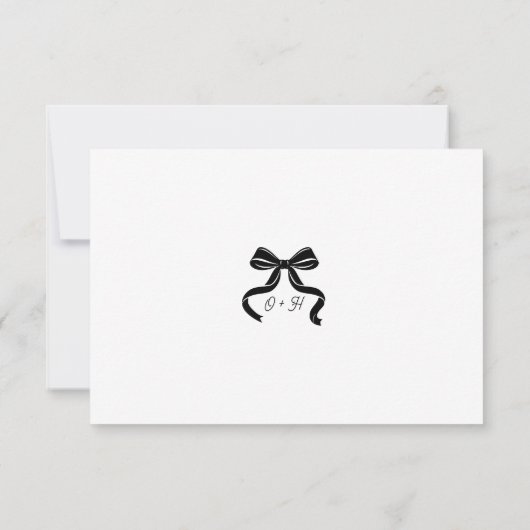 Modern Bow RSVP card with QR code  Karte (Rückseite)