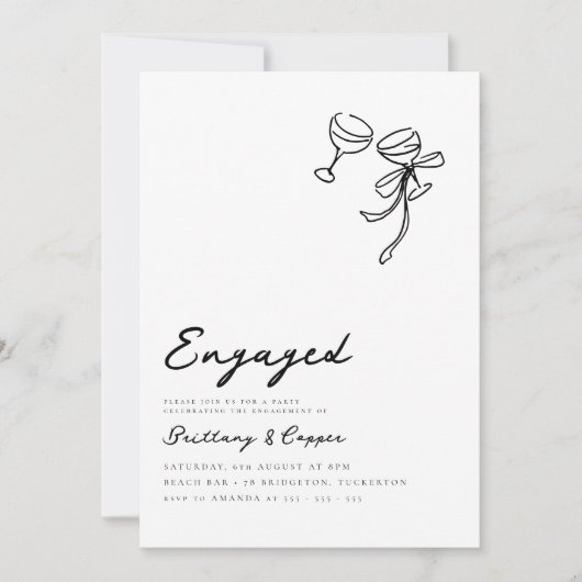 Modern Bow Scribble Hand Drawing Party Einladung (Vorderseite)