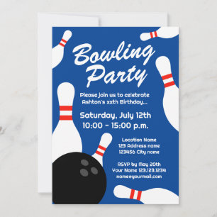Modern Bowling Birthday Party Einladungsvorlage Einladung