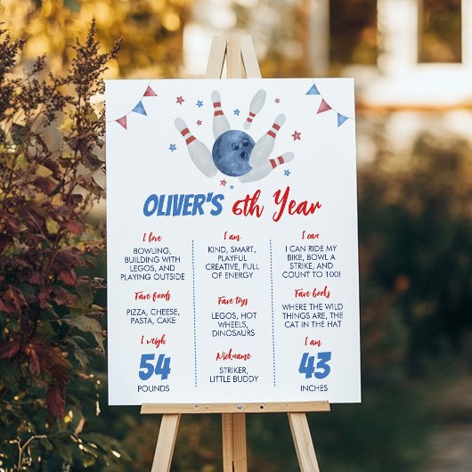 Modern Bowling Kindergeburtstag Milestone Poster