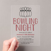 Modern Bowling Night Birthday Party Acryleinladungen (Insitu (Handheld))