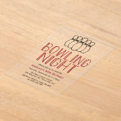 Modern Bowling Night Birthday Party Acryleinladungen (Ablage )