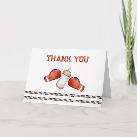 Modern Boxing Little Champion Baby Shower  Dankeskarte (Vorderseite)