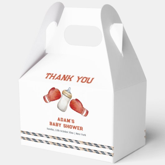 Modern Boxing Little Champion Baby Shower  Geschenkschachtel (Rückseite)