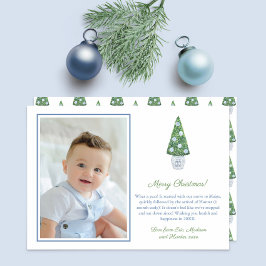 Modern Boxwood Topiary Ginger Jars Frohe Weihnacht Feiertagskarte