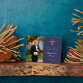 Modern Boy Blue First Heilige Kommunion Foto Fotoplatte (Seite)