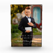 Modern Boy First Heilige Kommunion Picture Fotoblock (Vorderseite)