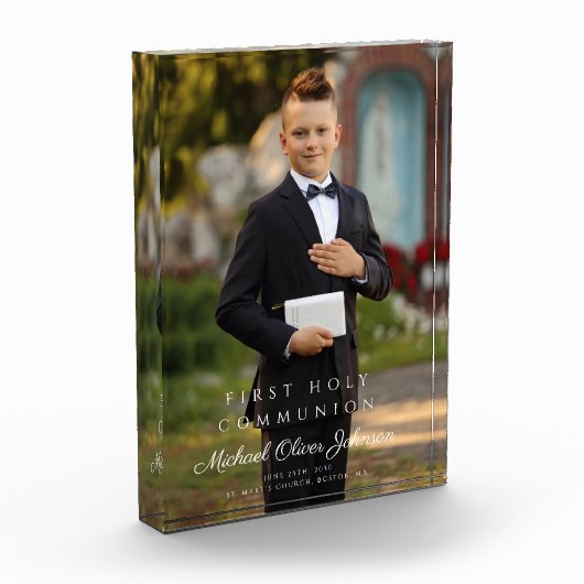 Modern Boy First Heilige Kommunion Picture Fotoblock (Links)