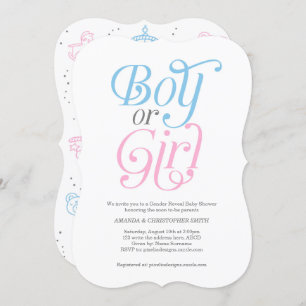 Modern, Boy oder Girl, Gender Reveal, Pink und Blu Einladung