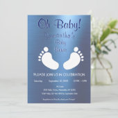 Modern Boy Oh Baby Shower Foot Print Einladung (Stehend Vorderseite)