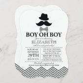 Modern Boy Oh Boy Little Man Mustache Babydusche Einladung (Vorne/Hinten)