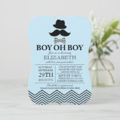 Modern Boy Oh Boy Little Man Mustache Babydusche Einladung (Stehend Vorderseite)