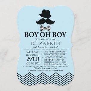 Modern Boy Oh Boy Little Man Mustache Babydusche Einladung