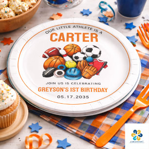Modern Boys Sports Balls All Star 1. Geburtstag  Pappteller