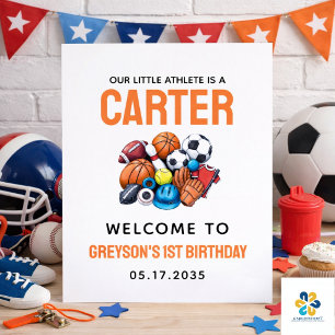 Modern Boys Sports Balls All Star 1. Geburtstag Poster