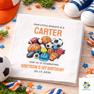 Modern Boys Sports Balls All Star 1. Geburtstag  Serviette