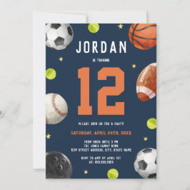 Modern Boys Sports Theme Geburtstagsparty Einladung