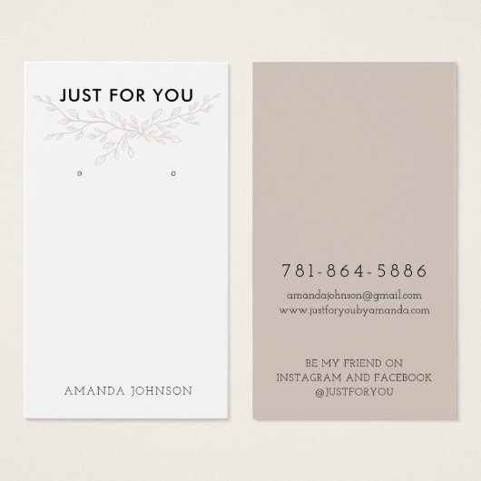 Modern Branch Earthy Earring Display Card (Vorne & Hinten)