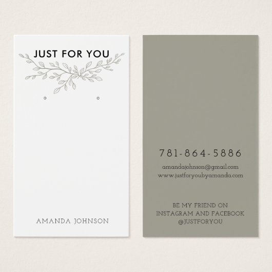 Modern Branch Earthy Earring Display Card (Vorne & Hinten)