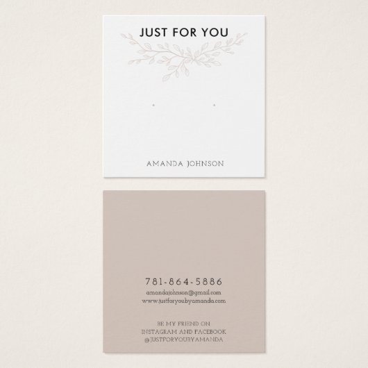 Modern Branch Earthy Stud Earring Display Card (Vorne & Hinten)