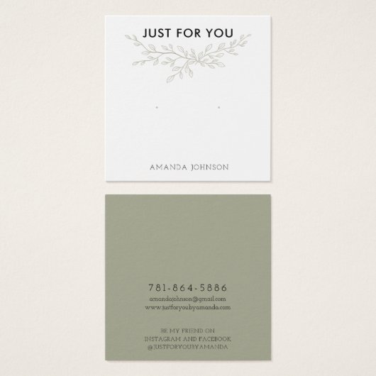 Modern Branch Earthy Stud Earring Display Card (Vorne & Hinten)