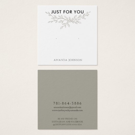 Modern Branch Earthy Stud Earring Display Card (Vorne & Hinten)