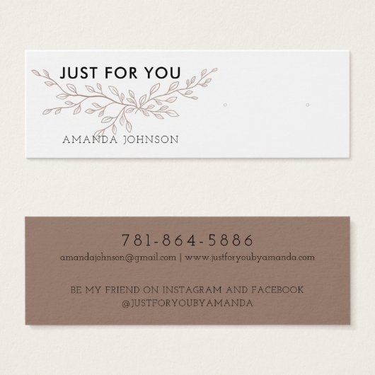 Modern Branch Earthy Stud Earring Display Card (Vorne & Hinten)