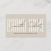 Modern brand name script typography beige treuekarte (Vorderseite)