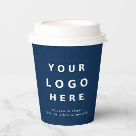 Modern Branded Custom Logo for Business Navy Blue Pappbecher