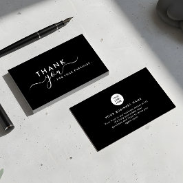 Modern Branded Sleek Black Thank You Business Card Visitenkarte