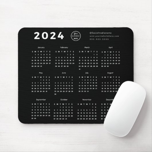 Modern Branding Black 2024 Calendar Promo Logo Mousepad (Mit Mouse)