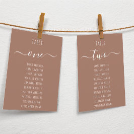 Modern Braun mit weißer Schrift Sitzplan Karte