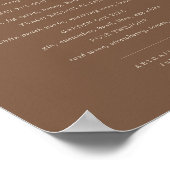 Modern Braunes Beiges Minimalistisches Bar-Menü-Sc Poster (Ecke)